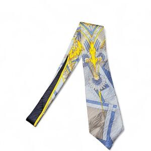 Oscar de la Renta Men’s silk necktie in yellow and blue design